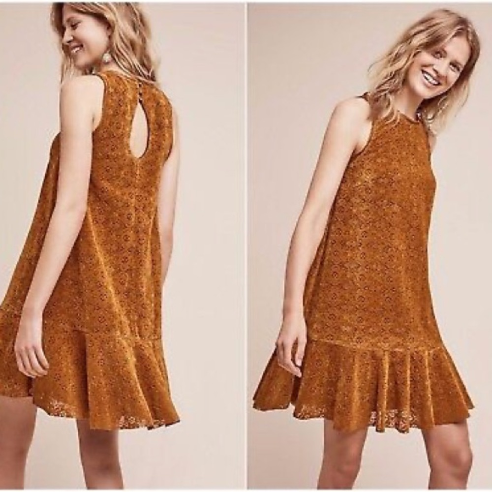 Anthropologie Amis Brown Velvet Dress
